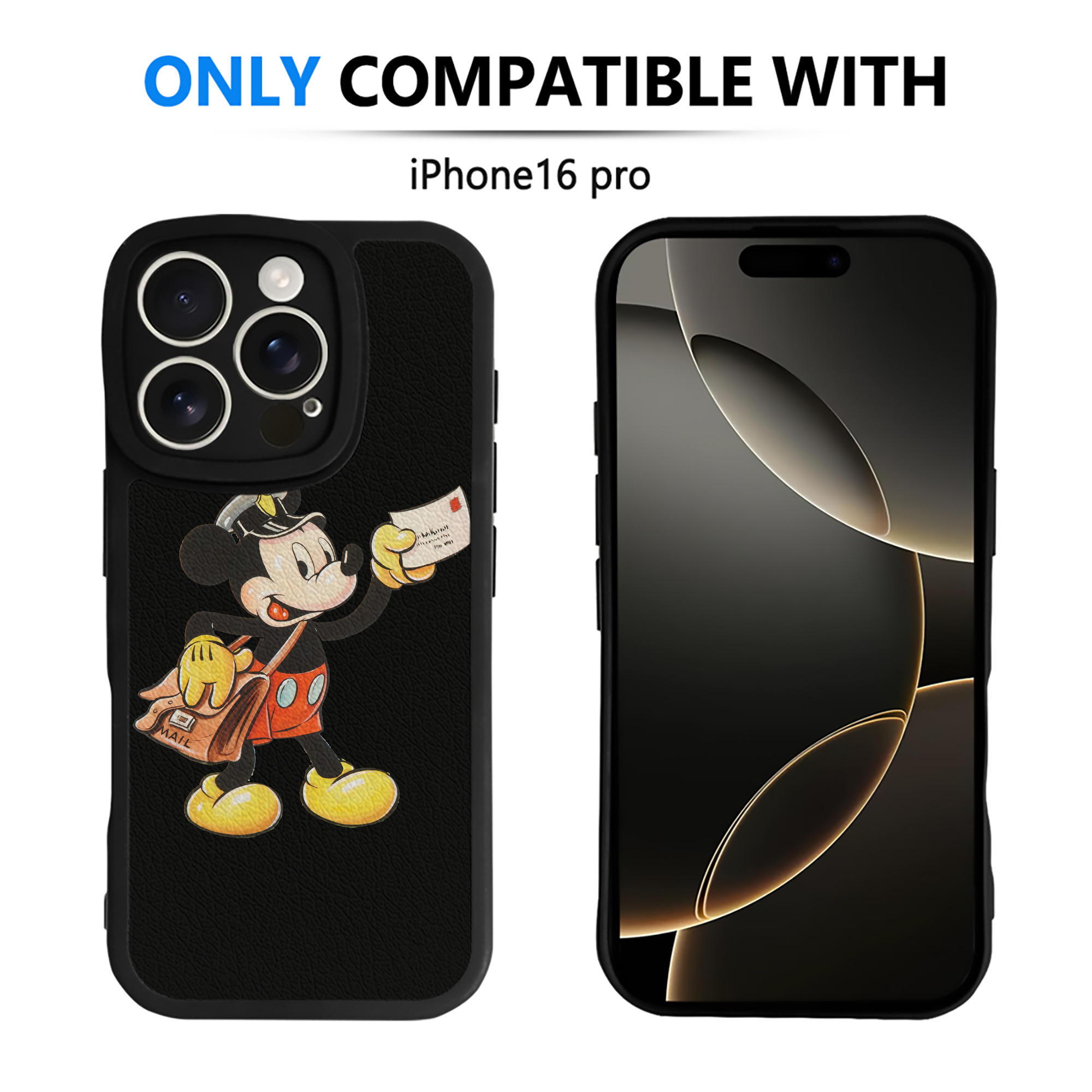 （画像用） ミッキーマウス Mickey Mouse 【iPhone 16シリーズ対応】シリコンスマホケース（レザー調） 材質：シリコン